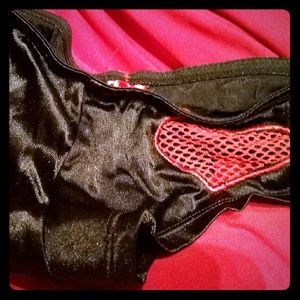 Black Satin boy shorts with corset lace front